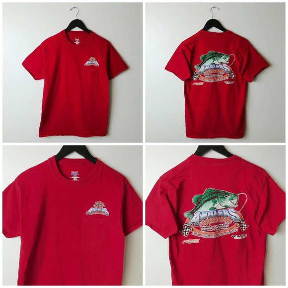 Anaheim California Anglers Marine Boat T Shirt Bony Fish Boat Adult Red Medium - Picture 15 of 15